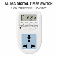 Temporizador Digital Programable AL-06G con Enchufe EU/UK, Enchufe con Temporizador Semanal de 7 Días, 16A 220V, Pantalla LCD, 16 Ajustes de Encendido/Apagado