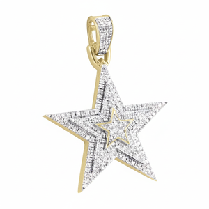 Colgante de estrella con tachuelas de diamante redondo 2.00TCW de oro amarillo de 10K sin cadena - Product Image 2