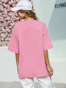 Maglietta estiva Casual O collo a tracolla a maniche corte con stampa gelato con grafica oversize da <span class=keywords><strong>donna</strong></span> - Product Image 3