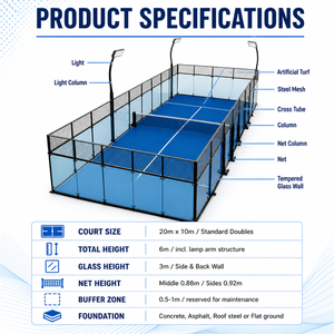 Cancha <span class=keywords><strong>de</strong></span> Pádel Panorámica Completa, Precio <span class=keywords><strong>de</strong></span> Fábrica DF Sports, Plataforma Deportiva para Pádel - Product Image 2