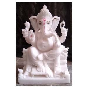 Canicas blancas God Ganpati hecho a mano Idol - Product Image 1