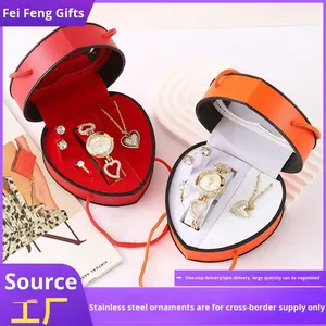 Coffret cadeau pour la Saint-Valentin - Montre et collier en acier inoxydable dans une boîte en forme de cœur, cadeau de luxe pour petite amie, fête des mères et souvenir - Product Image 2