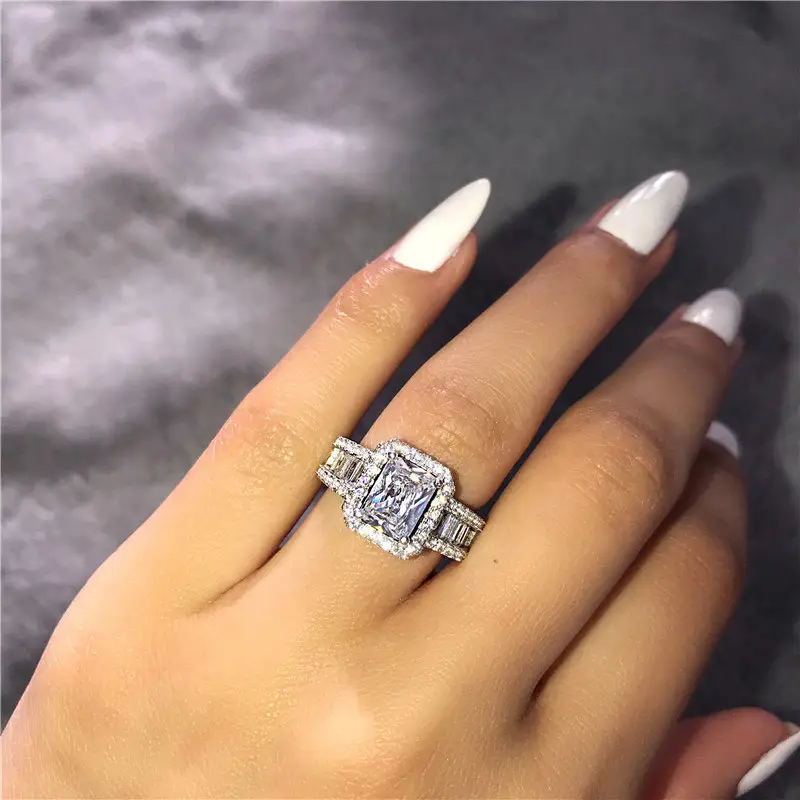 HOVANCI 2020 फैशन तांबा लक्जरी डिजाइनर शादी बड़ी जिक्रोन CZ पत्थर सगाई उंगली की अंगूठी के छल्ले गहने के लिए महिलाओं
