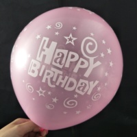 Ballons en latex ronds de 12 pouces de couleur rose avec impression personnalisée Joyeux anniversaire