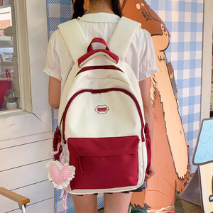 High-end contrasting color double-shoulder <b>bag</b> 2026 new trendy female <b>college</b> backpack large capacity short trip travel - Product Image 1