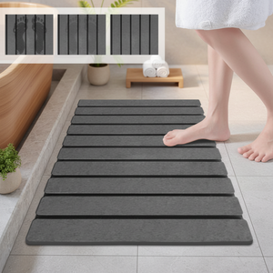 שטיחון אמבטיה אפור מתקפל סופג במיוחד, נגד החלקה, ייבוש מהיר, מאבן דיאטומית, לחדר אמבטיה, מטבח ואמבטיה - Product Image 1