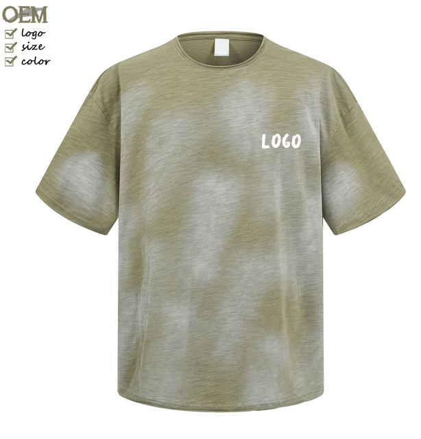 Custom logo 100% Slub Cotton Monkey Wash Breathable Vintage O-neck Short Sleeve Blank Plain Oversized Washed T-shirt for Men