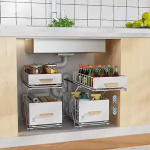 Cucina mobile bagno lavanderia sotto lavello organizzatori e stoccaggio regolabile altezza solido metallo costruzione Rack