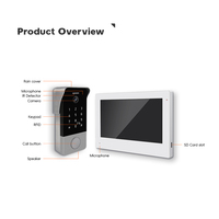 Interphone vidéo 7 pouces avec caméra, écran tactile, moniteur, caméra de porte avec moniteur, Wifi et sonnette