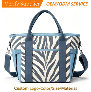 Custom Vintage Leopard Print Denim Ladies Tote <b>Bag</b> 15.6 Inch <b>Laptop</b> Women Shoulder Handbag for Daily Office Commuting - Product Image 1