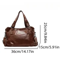 Sac fourre-tout décontracté rétro à trois sangles pour femme, en cuir PU souple, couleur unie, grande capacité, réglable, de luxe