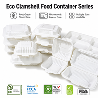 Boîte à lunch bento et barquette jetables écologiques et compostables en PSM, fabriquées à partir d'amidon de maïs et de PP