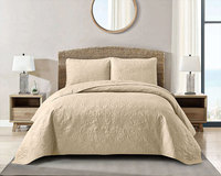Ensemble de couvre-lit matelassé à ultrasons de couleur unie, couvre-lit en microfibre à motif circulaire gaufré, 3 pièces, literie toutes saisons