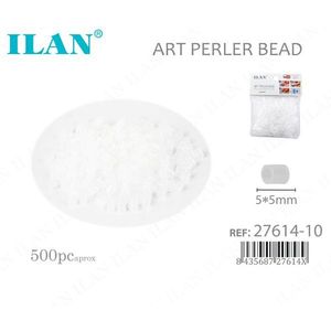 Cuentas de Perler Ilan Art de 5x5mm, 500 piezas aprox., blancas translúcidas, para manualidades. - Product Image 1