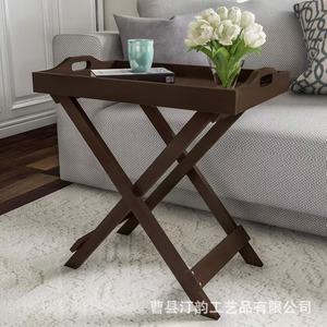 Mesa plegable de madera con bandeja para TV desmontable, mesa auxiliar para dormitorio, mesa auxiliar para sofá de sala de estar, bandeja de desayuno para cabecera de cama - Product Image 1