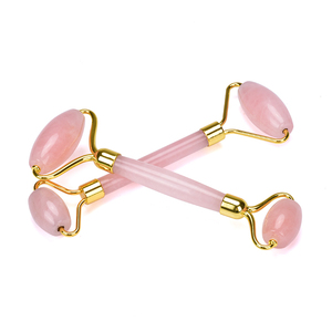 ¡En stock! Natural palo de masaje y cuarzo rosa masaje Facial Jade rodillo y Gua sha conjunto para la cara - Product Image 5