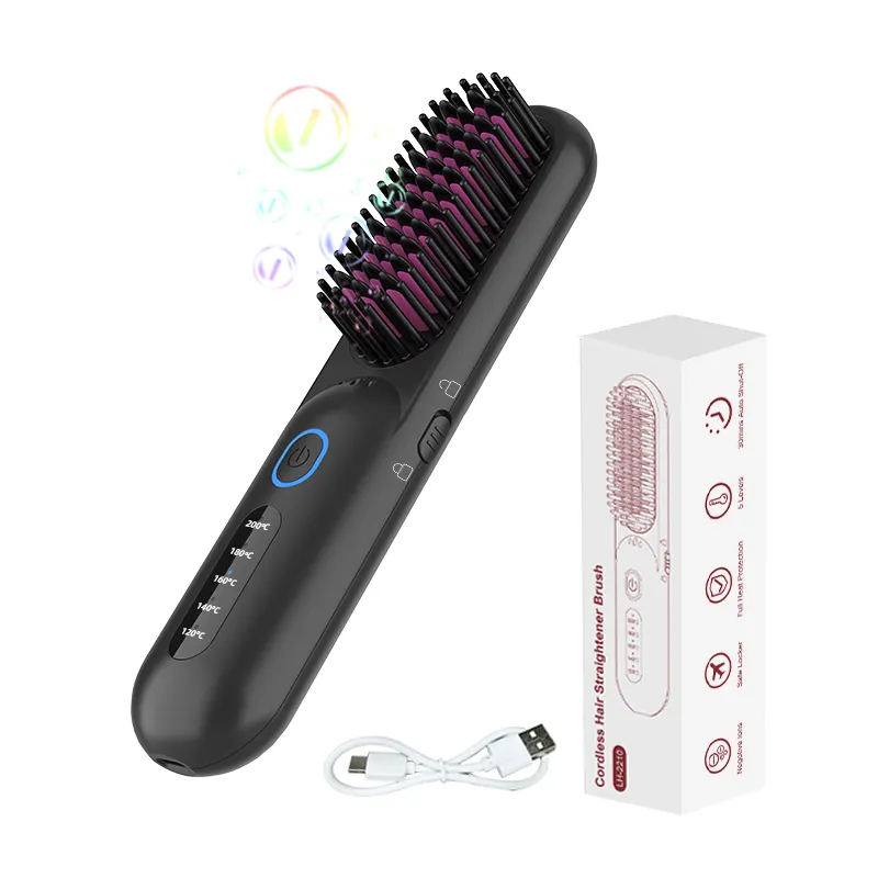 Mini brosse à lisser professionnelle de marque privée peigne à lisser électrique rechargeable sans fil