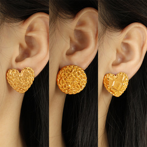 Heart Shape <b>Stud</b> Earrings 18K Gold Plated <b>Titanium</b> Steel Women's Party Jewelry Fashion Earrings - Product Image 4