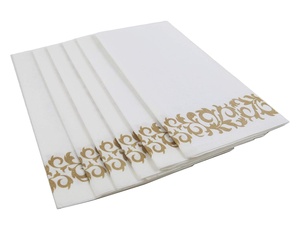 Serviettes de salle de bain décoratives jetables Serviettes d'invité en lin absorbant doux 100pcs Essuie-mains en or <span class=keywords><strong>blanc</strong></span> pour serviettes de table - Product Image 2