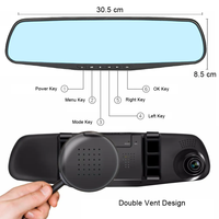 Rétroviseur de voiture et enregistreur de conduite en un, avec vision nocturne haute définition 4.3 pouces double enregistrement Dvr