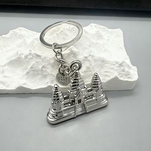 커스텀 빈티지 캄보디아 관광 기념품 열쇠고리 3D 건물 아연 합금 타워 성 모양 관광 기념품 키체인 금속 - Product Image 3