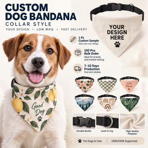 Custom <b>Dog</b> Collar Printed Polyester Pet Bandana Adjustable Buckle Triangle Scarf <b>Dog</b> Bib <b>Neckerchief</b> Wholesale - Product Image 2