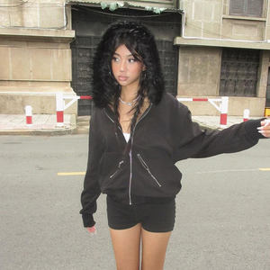 Sudadera con Capucha de Felpa Estilo BF de Alta Gama, con Cremallera y Abertura Lateral, para Mujer, Estilo Holgado, Informal, para Otoño e Invierno - Product Image 4