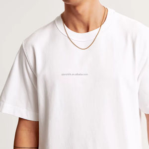 T-shirt blanc à épaules tombantes en coton de haute qualité grande taille Boxy chemise de créateur pour hommes été surdimensionné Streetwear T-shirt blanc - Product Image 2