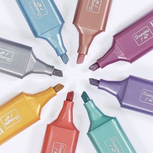 Ensemble de surligneurs <span class=keywords><strong>Guangna</strong></span> Morandi Jumbo à pointe oblique, métalliques brillants, pour peinture, graffiti, journal étudiant et marquage clé - Product Image 3