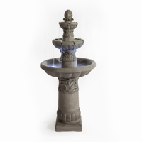 Fontaine d'extérieur à LED à 3 niveaux en résine, 65 cm de hauteur, sur pied, finition peinte, décoration de jardin, cascade, pompe à bulles