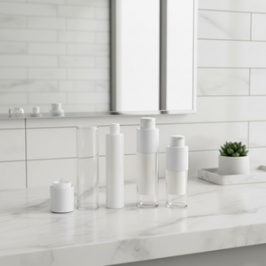 Factory Price 15ml 30ml 50ml Acrylic Lotion Luxury White Serum Matte PP Silver <b>Pump</b> Airless Jar Airless <b>Pump</b> <b>Bottle</b> - Product Image 3