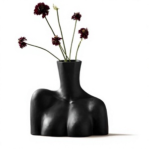 Escultura Abstracta de Mujer Desnuda, Florero Negro, Accesorios Modernos para Sala de Estar, Maceta Decorativa, Artículos para Eventos - Product Image 1
