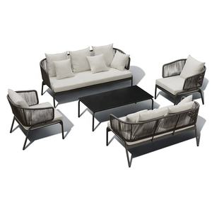 Meubles de jardin de salon design italien de luxe en aluminium moderne Ensembles de canapés sectionnels personnalisés en tissu pour l'extérieur - Product Image 3