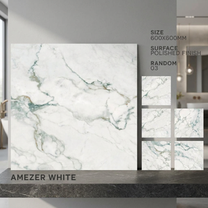 Mecedonia 600x600mm Glossy Digital Porcelain Tiles Contemporary Stone Pattern Interior Floor Collection 8mm - Product Image 2