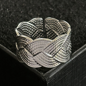 Hình Học dòng thép không gỉ vòng đơn giản Punk Titan thép vòng mở vòng cá nhân - Product Image 3