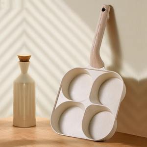 กระทะทอดไข่ 4 หลุม ทรงสี่เหลี่ยม ไม่ติดกระทะ หินไมแฟน สำหรับอาหารเช้า พกพาสะดวก ล้างมือได้ - Product Image 1