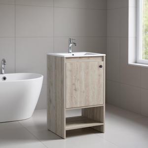 Braavos Bathroom Vanity Sink Cabinet 24 In Single Door Floor Standing Modern Design Contemporary Style Light Gray Finish - Product Image 2