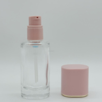 Botol Kemasan Makeup Foundation Kaca Transparan 30ml Bentuk Pipih dengan Pompa