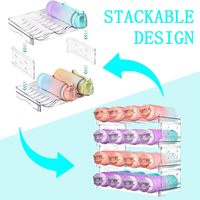 Range-bouteilles en plastique empilable, autoportant et détachable pour bouteilles d'eau, organisateur de rangement pour cuisine, réfrigérateur et armoire