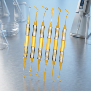 Juego de Curetas Dentales Quirúrgicas Ergonómicas Amarillas, 6 Piezas, Acero Inoxidable, Instrumentos Manuales para Uso Clínico - Product Image 4