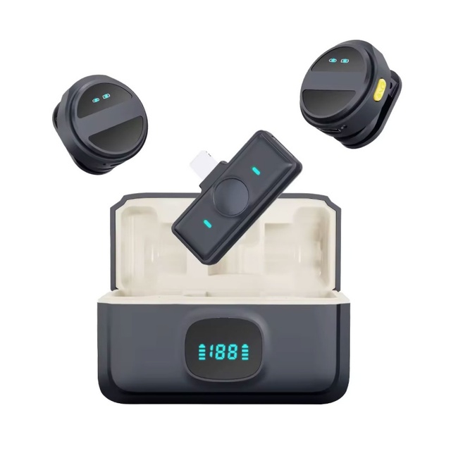 SX21 Hi-Fi Audio Type C Battery Charging Case Mini Clip Magnetic Lapel Wireless Lavalier Microphone for Phone Video