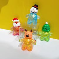 Jouet à presser de Noël en forme de Père Noël et de bonhomme de neige, poupée en caoutchouc thermoplastique scintillante