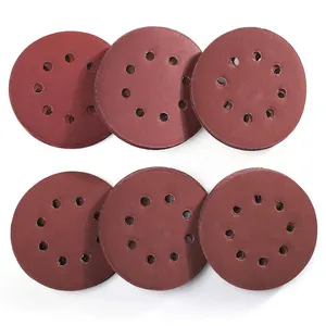 China 5 inch 8 hole sanding discs hook and loop sand paper 125mm adhesive sanding disc