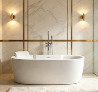Baignoire ovale autoportante en acrylique MC8012-8015 OEM ODM, design écologique, fonction de trempage profond, avec drain, idéale pour appartement