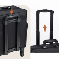 Logo personnalisé professionnel organisateur de bagages de voyage à la mode noir Polyester roulant Train Case fermeture éclair Durable pour la beauté