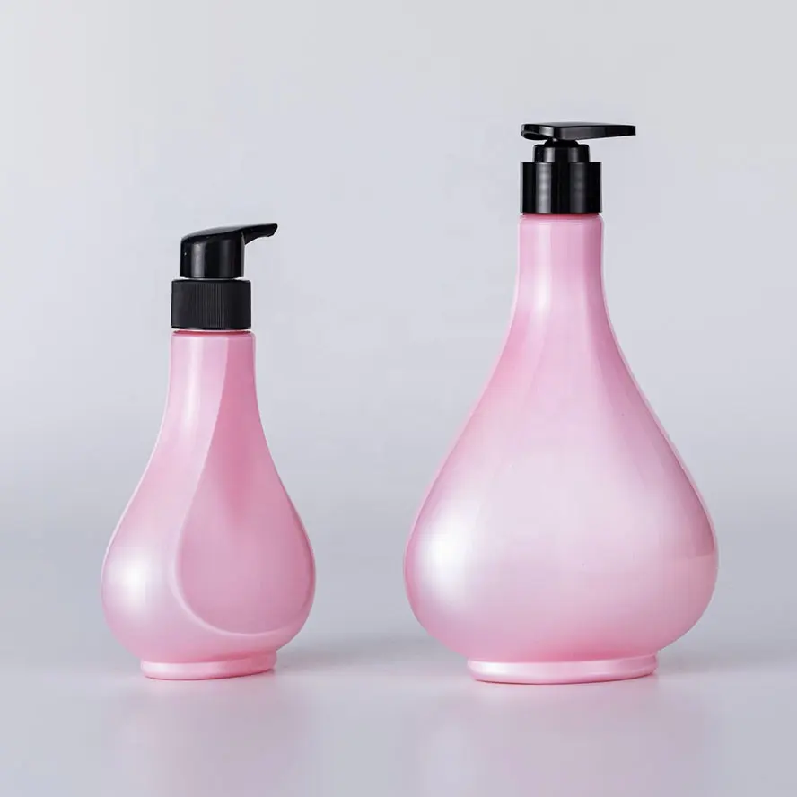 JS 500 мл 250 мл Акриловая розовая поверхность большая емкость пластиковая бутылка для шампуня