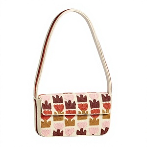 Bolso de Mano Clásico de la Mejor Calidad con Patrón de Flores Bordadas, Diseño Rectangular Elegante, Tela de Algodón, Bolsos Textiles Hechos a Mano - Product Image 1