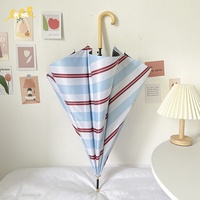 INS Entièrement Automatique Couple Parapluie Pliant Rayé Anti-UV Parasol Épaissi Noir Revêtement Droit Soleil Adultes Voyage