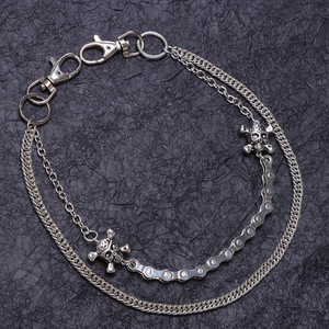 yueli Men's <b>Skull</b> Waist Chain Zinc Alloy Double Layer Hip Hop Punk Rock Jeans Chain Daily Wear - Product Image 4