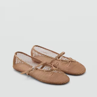 Ballerines en maille unies avec bride à boucle et nœud, bout rond, mode printemps-été, noires, semelle en caoutchouc pour femme